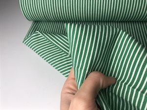 Denim - fineste striber og grøn, rest på 75 cm